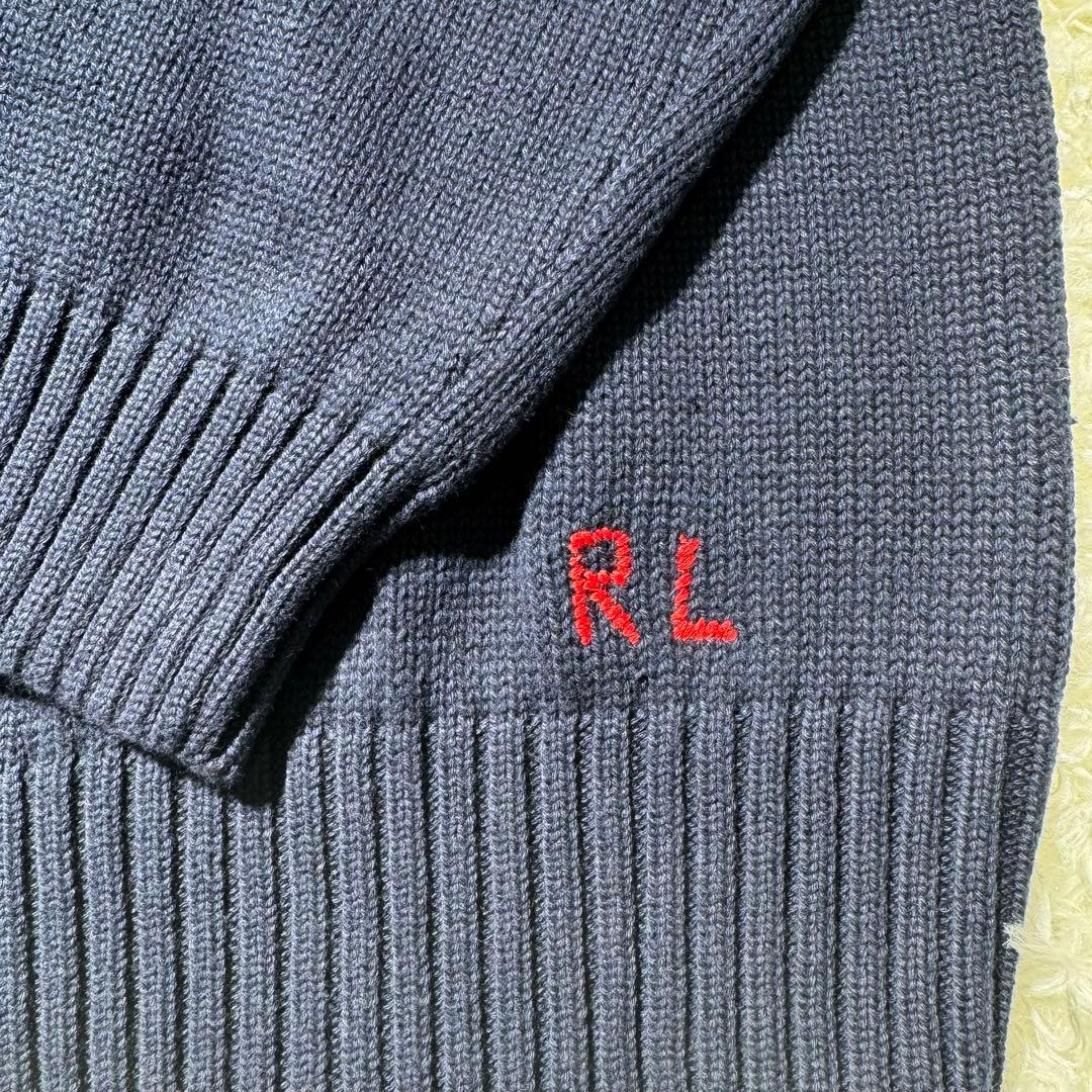 新品 L ポロベア ニット セーター ネイビー 国旗柄 メンズ レディース