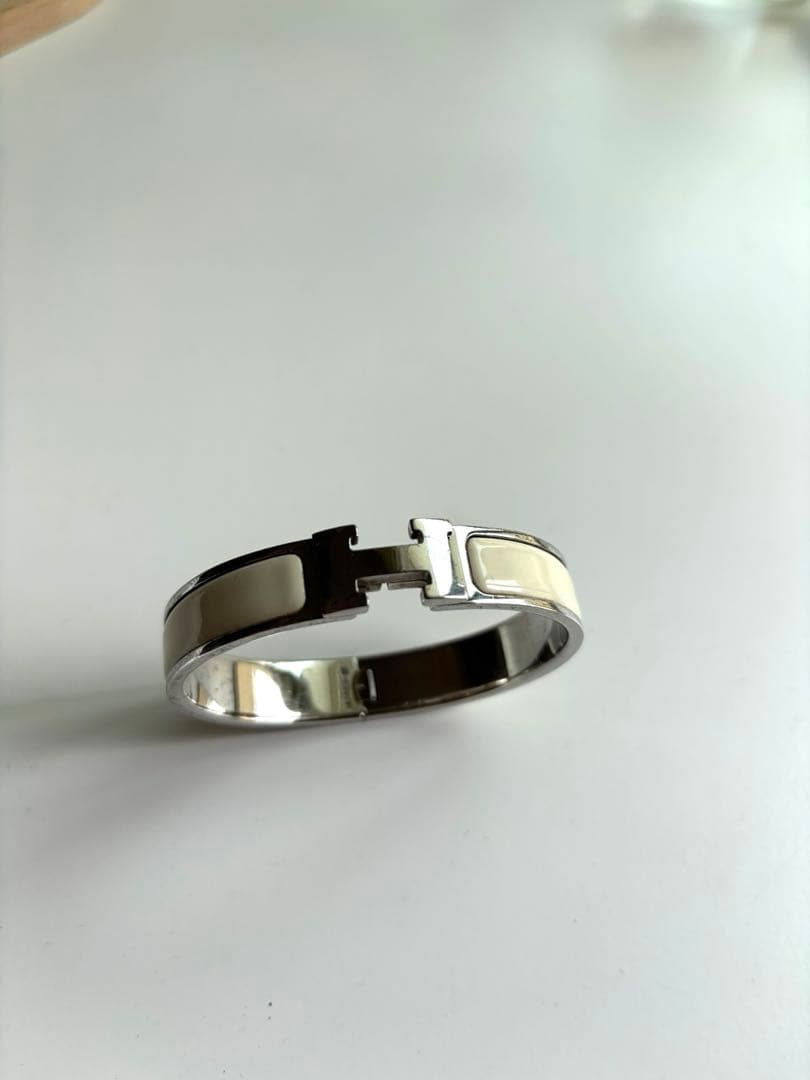 【HERMES 】エルメス バングル クリッククラックPMシルバー ホワイトPM