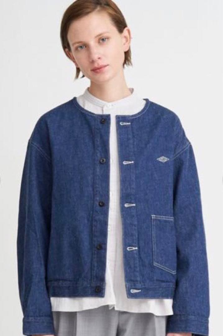 【DANTON】デニムノーカラージャケット