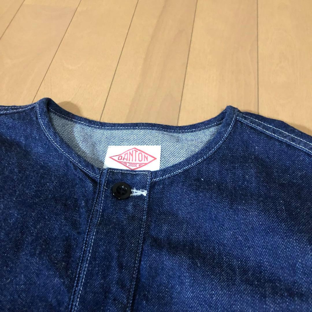 【DANTON】デニムノーカラージャケット