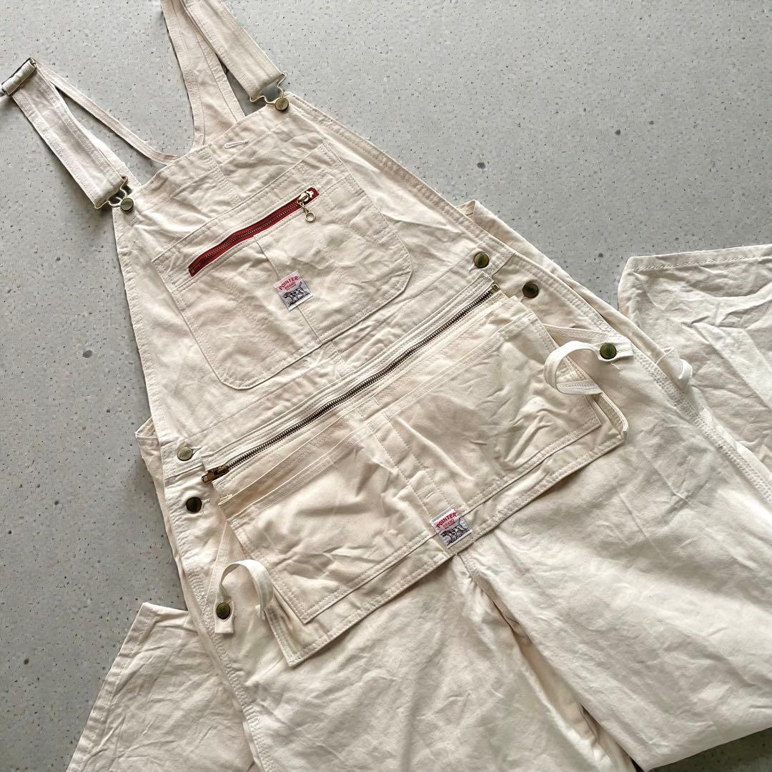 希少✨POINTER ポインターエプロン付きUSA製W36デニムオーバーオール