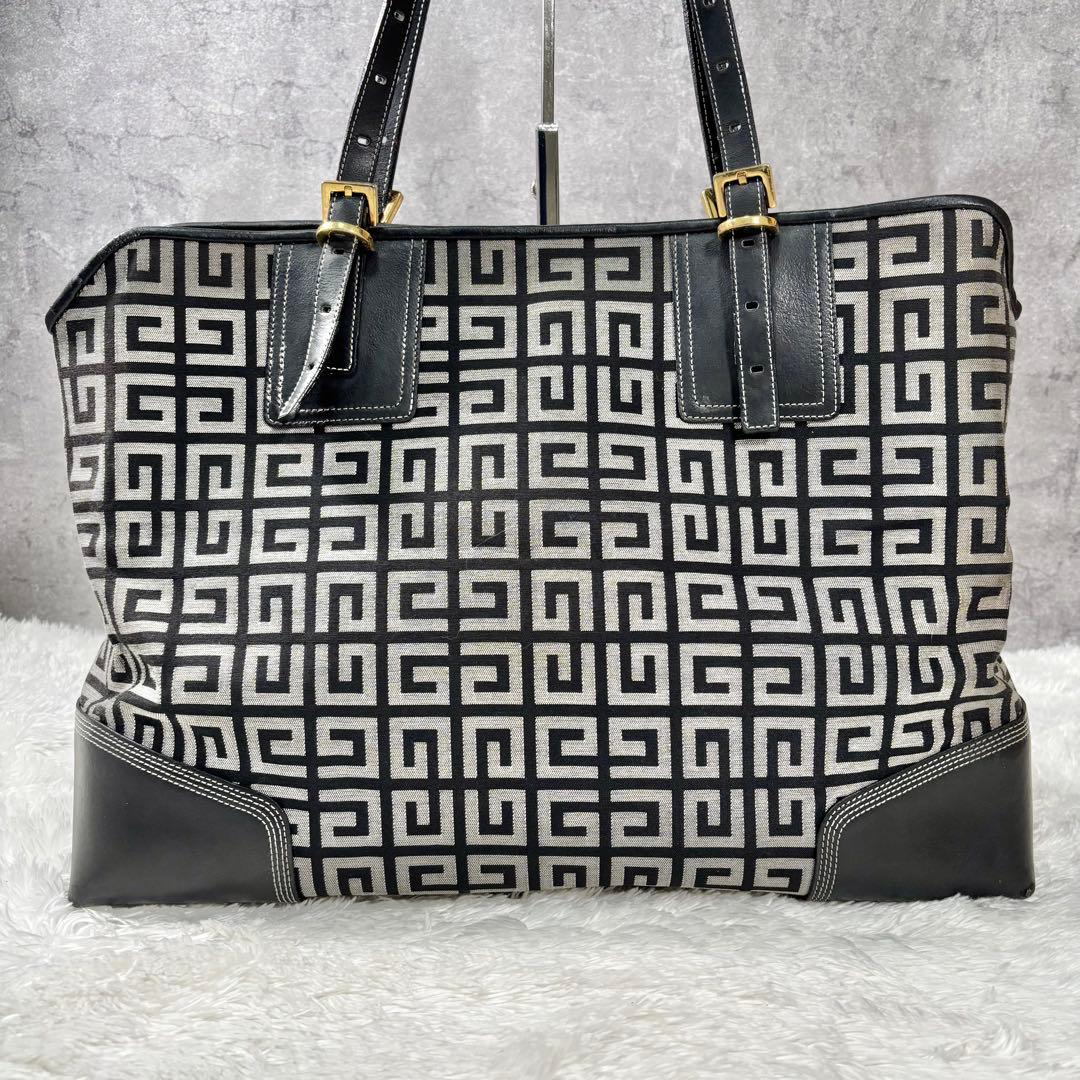 ジバンシー A4 トートバッグ 4g 白 金 金具 キャンバス 総柄 レザー