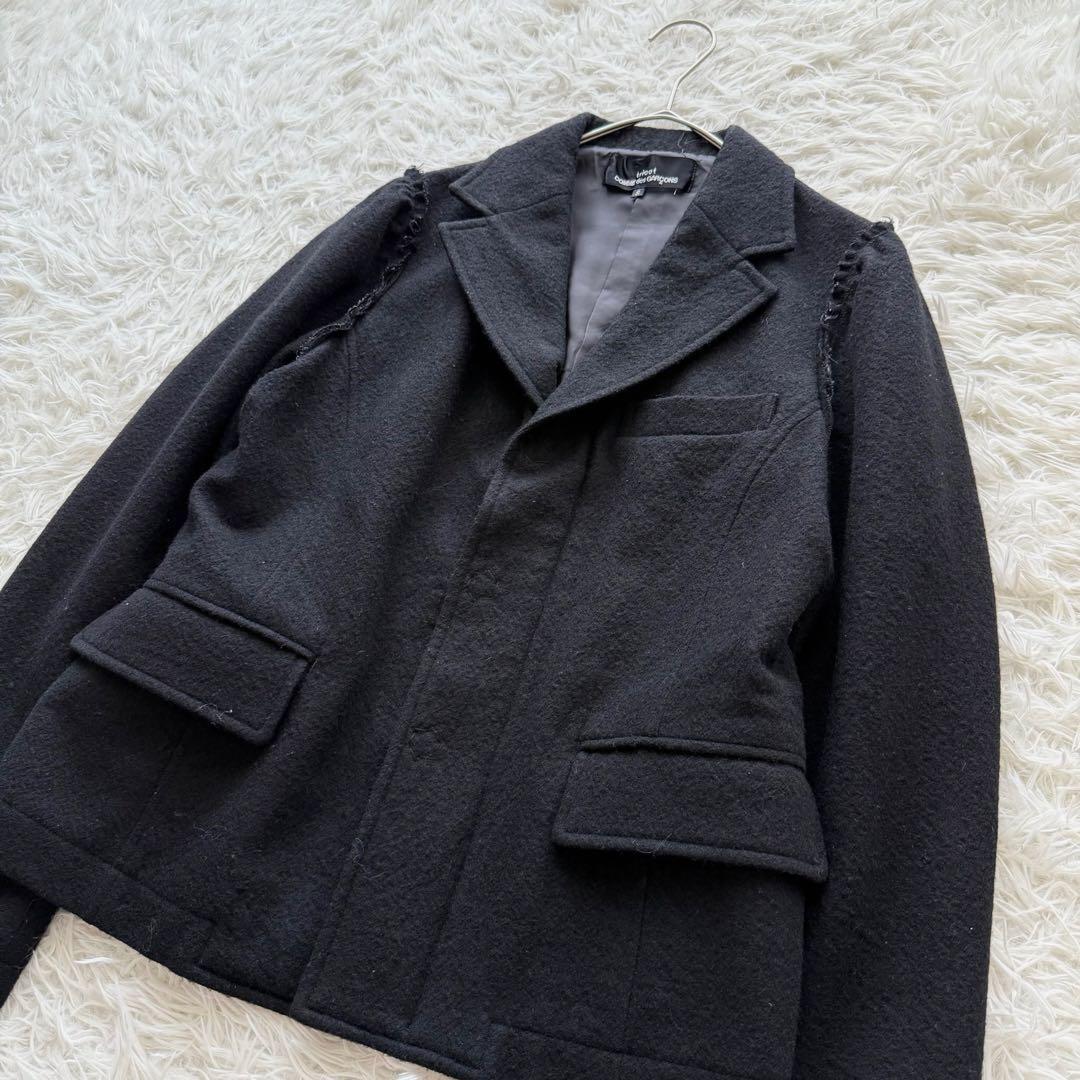 【トリココムデギャルソン】AD2004 ジャケット　黒　インサイドアウト　縮絨