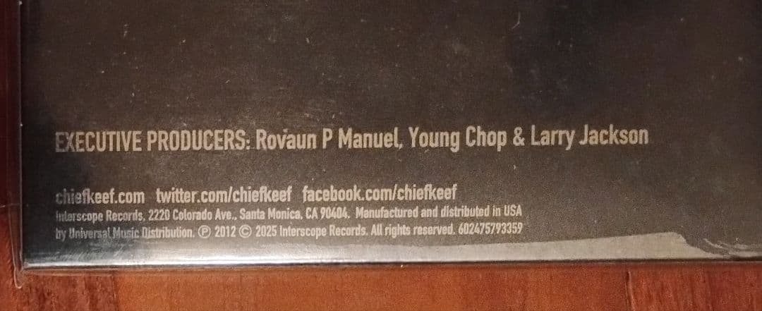 世界限定3千枚 Vinyl チーフ・キーフ ファイナリー・リッチ シリアルNo付