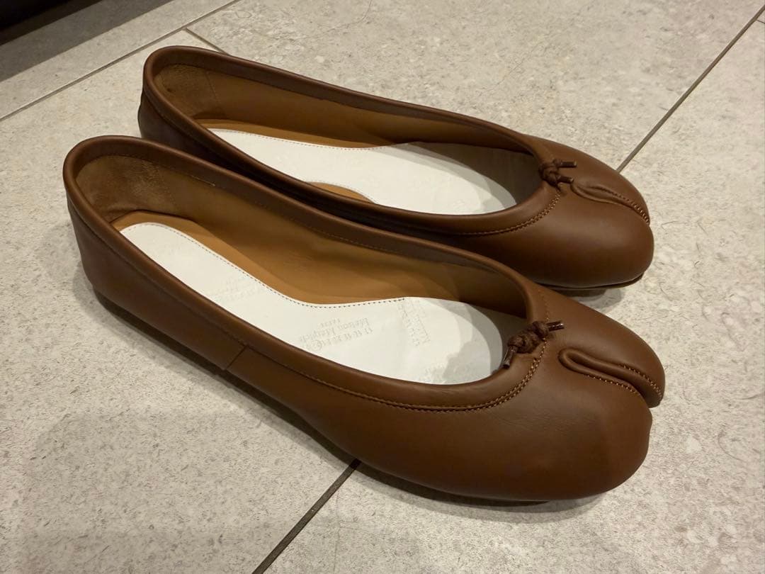 【値下げ】Maison Margiela ブラウン レザー バレエシューズ