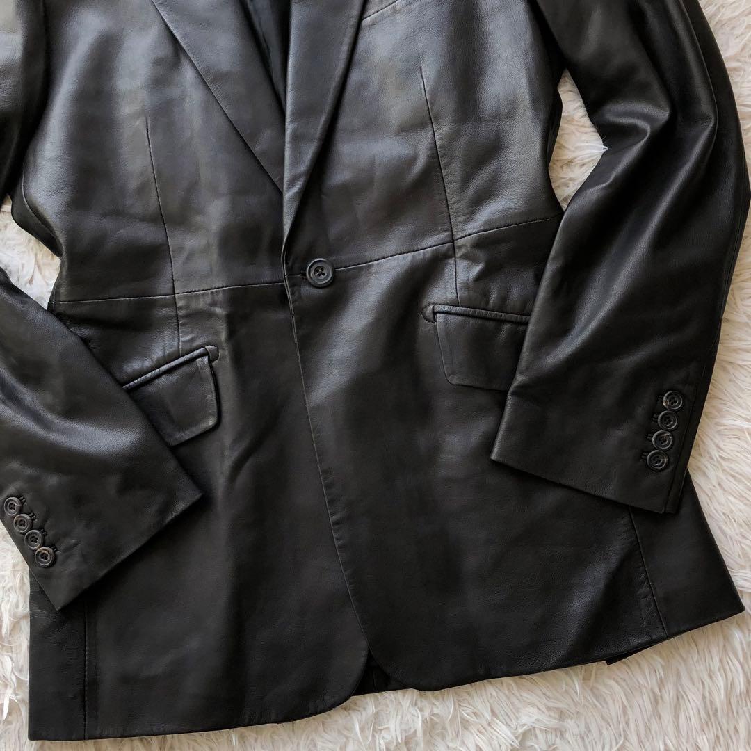 【美品 ラムレザー】キルガー　レザーテーラードジャケット　ダークブラウン