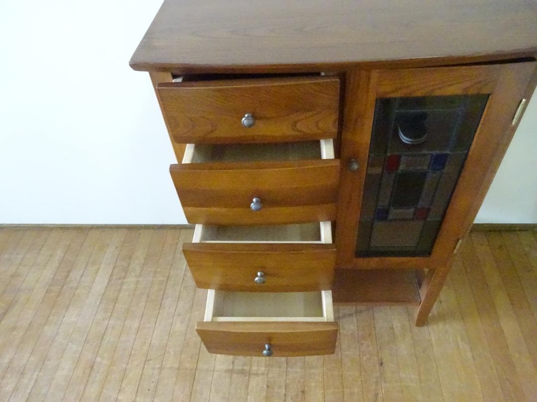 曙工芸　オーロラ3022　キャビネット　電話台　サイドボード　ステンドグラス