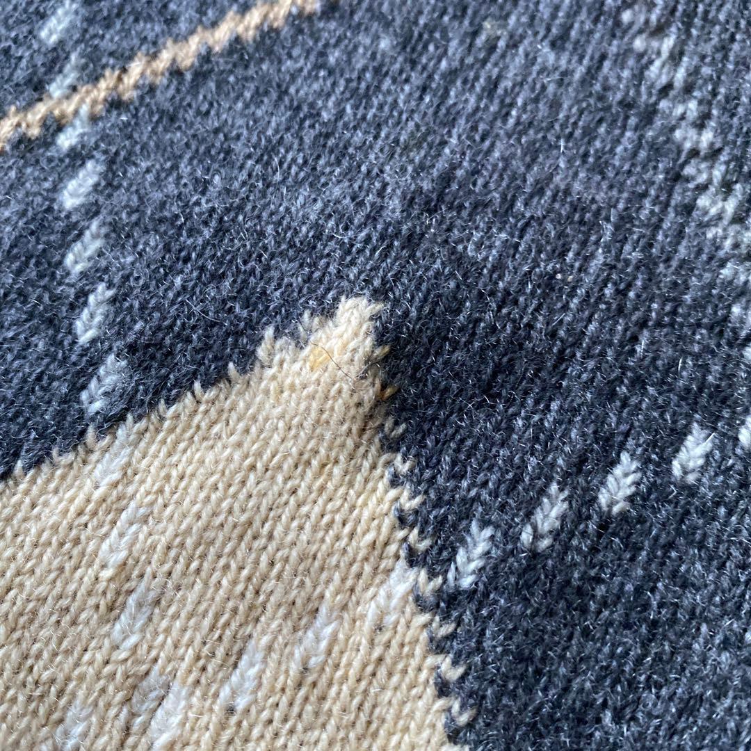 80s Pringle カシミヤニットセーター vネック アーガイル柄 42