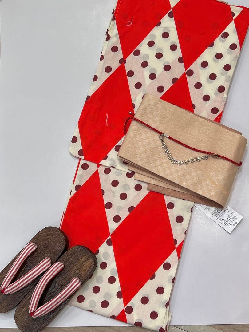 浴衣セット　半幅帯　下駄　帯締め4点セット