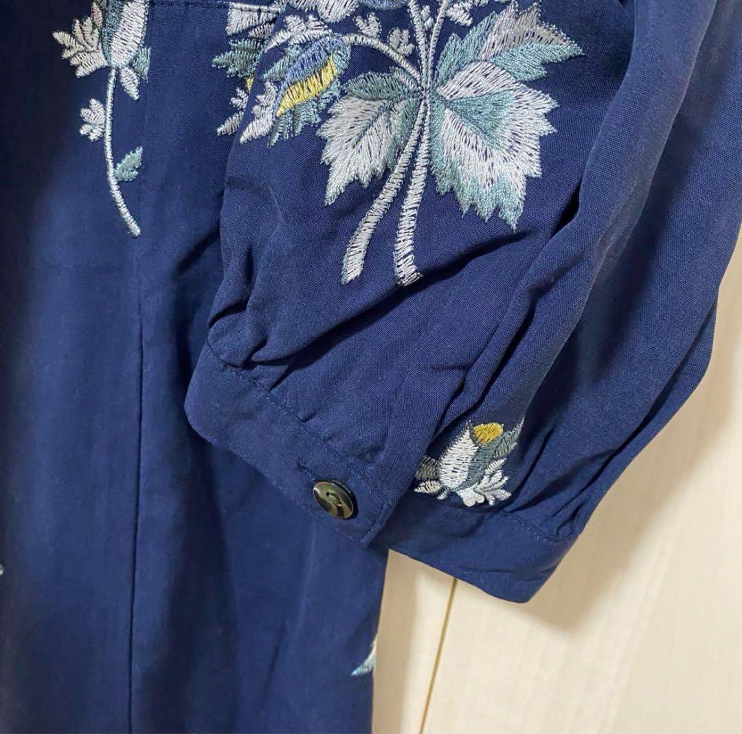 紙タグ付き 20AW♡グレースコンチネンタル フラワー刺繍シャツワンピース 36