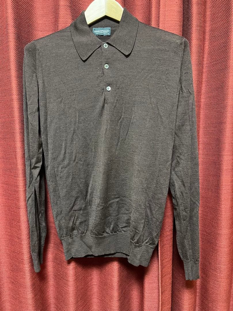 JOHN SMEDLEY ブラウン 長袖ポロシャツ M