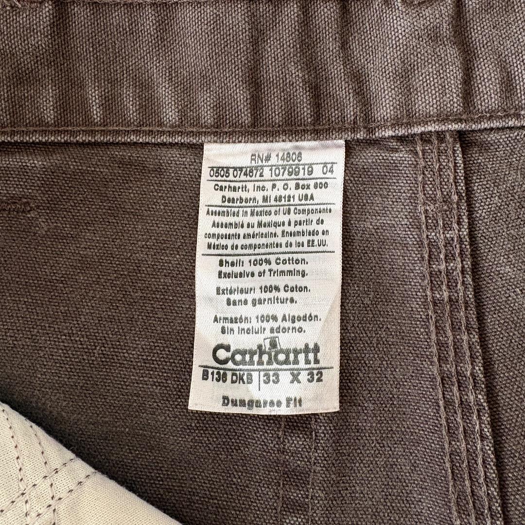 00s メキシコ製USA生地 ダークブラウン ダブルニー カーハート 33×32