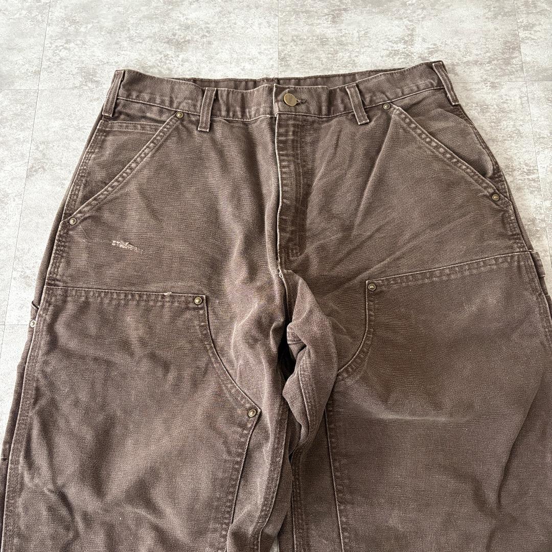 00s メキシコ製USA生地 ダークブラウン ダブルニー カーハート 33×32