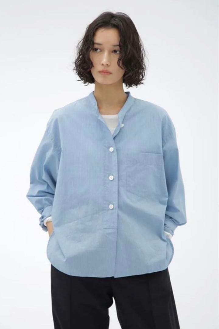 MARGARET HOWELL ストライプシャツブラウス　ブルー　I