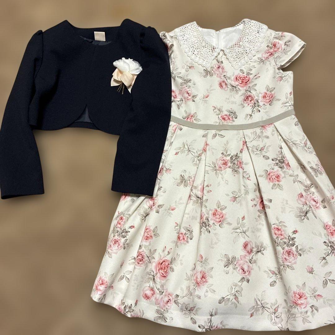 プティマイン120cmワンピースとジャケットとコサージュ