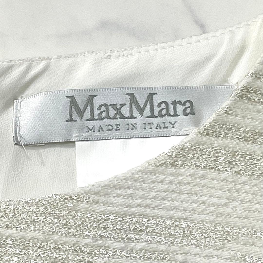 美品✨ 白タグ MaxMara シルク 千鳥柄 ノースリーブワンピース Mサイズ