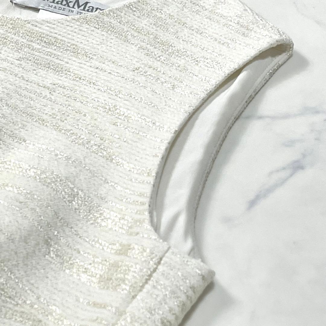 美品✨ 白タグ MaxMara シルク 千鳥柄 ノースリーブワンピース Mサイズ