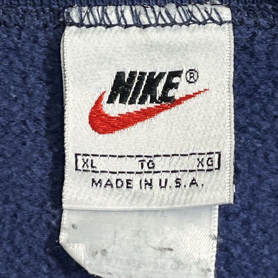 90s ナイキ USA製 スウェット 白タグ XL 紺 ワンポイント 7644