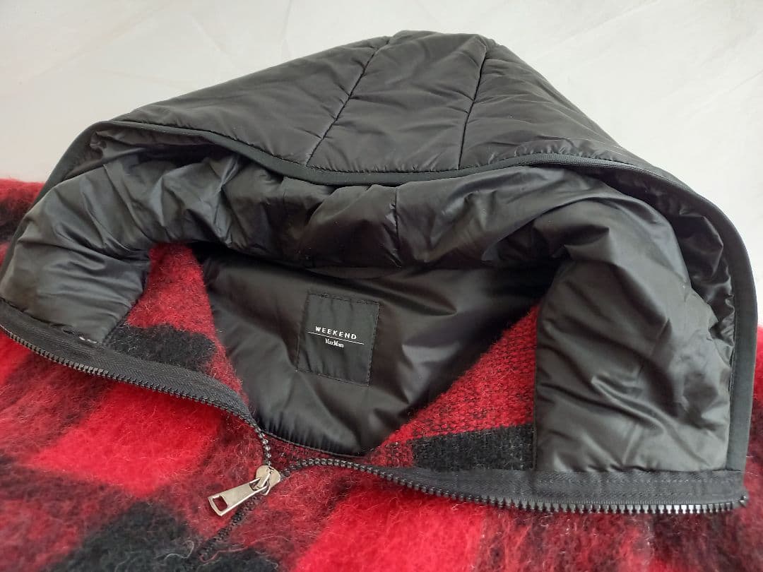 美品　MaxMara チェック柄フード付きポンチョ L