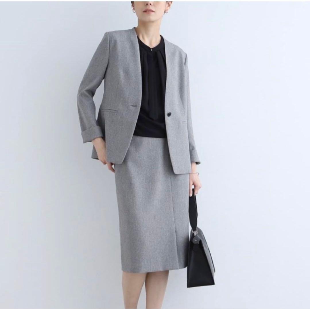 【新品】INDIVI スーツ 接触冷感 紫外線カット ウォッシャブル　グレー