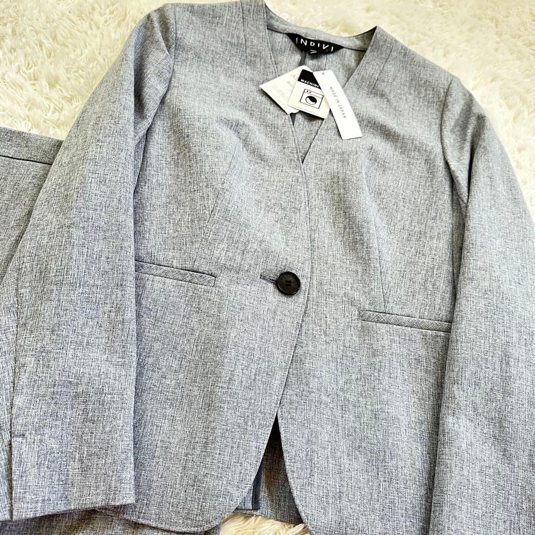 【新品】INDIVI スーツ 接触冷感 紫外線カット ウォッシャブル　グレー