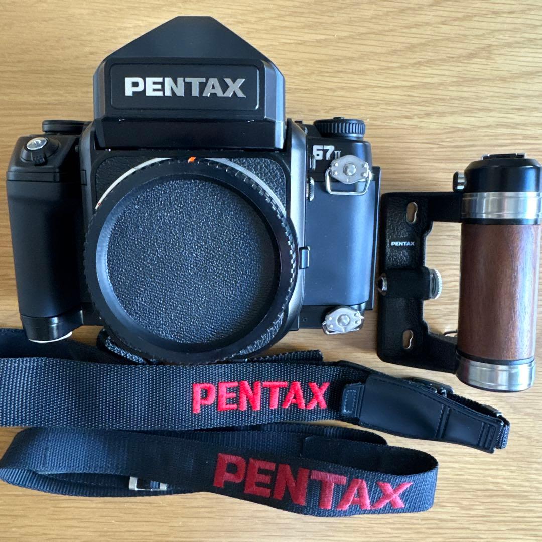 【美品・OH済】PENTAX 67Ⅱ AEファインダー ウッドグリップ付