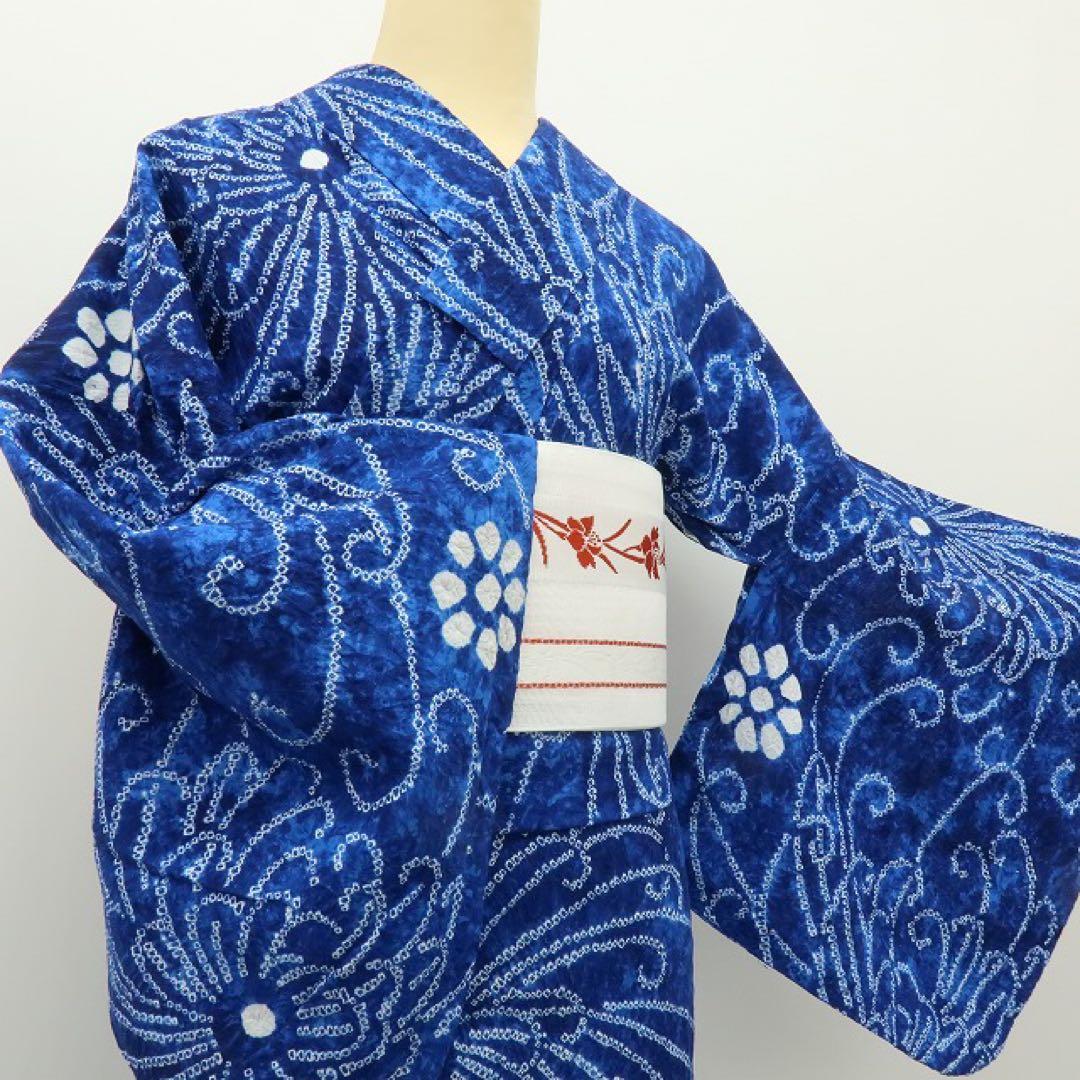 美品 有松鳴海絞り 乱菊 高級浴衣 着物 A3351
