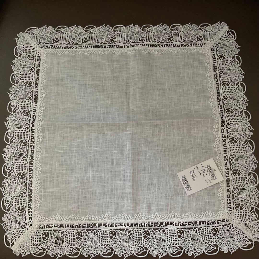 ナンタケット　近沢レース　限定リネンひざ掛け　レースハンカチ 大判