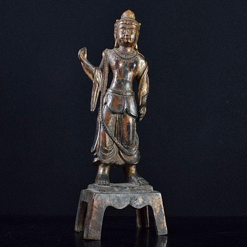 マツ　仏教美術　古銅鍍金　チベット仏　仏像　置物　D　R8634