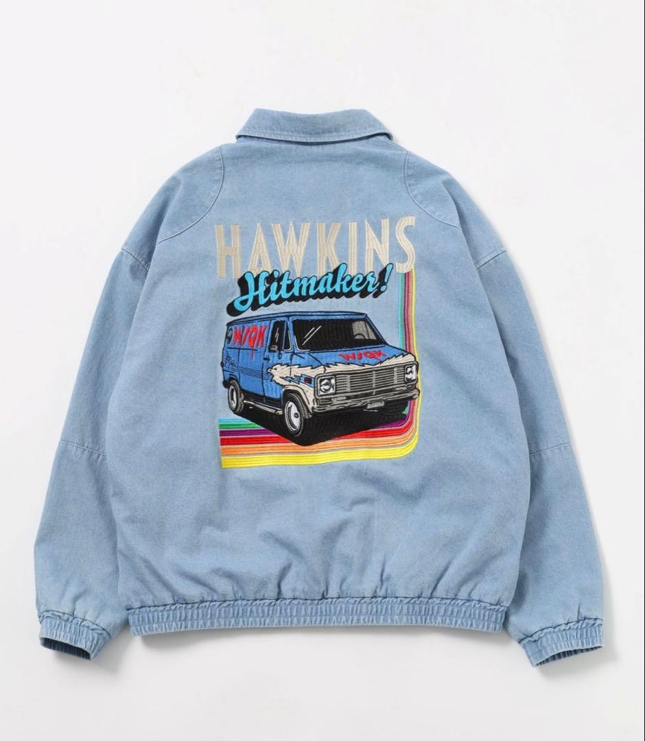 ストレンジャーシングス コラボデニムブルゾン　ライトブルー　L