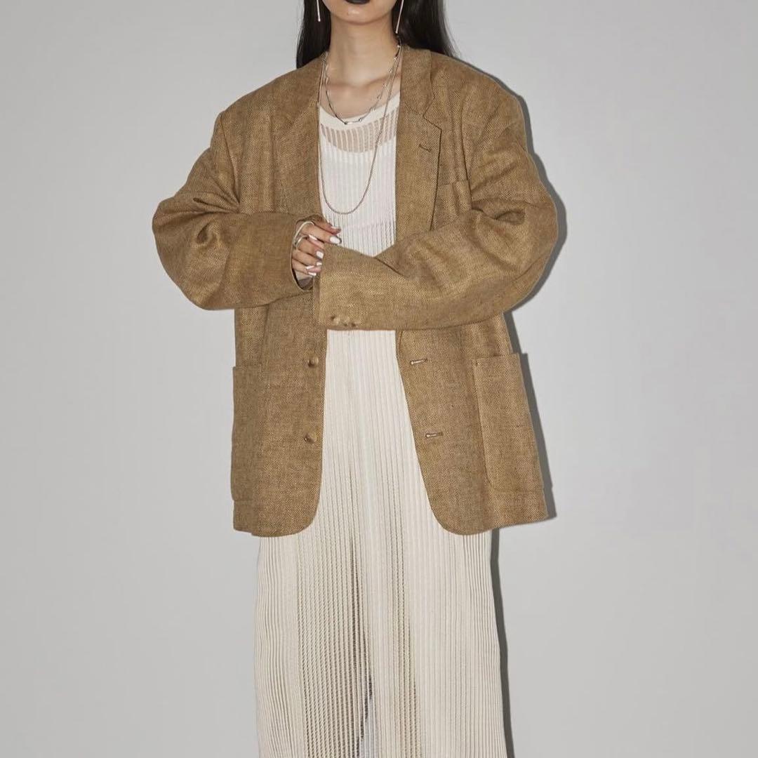 【todayful】boyfriend linen jacket 38 ベージュ