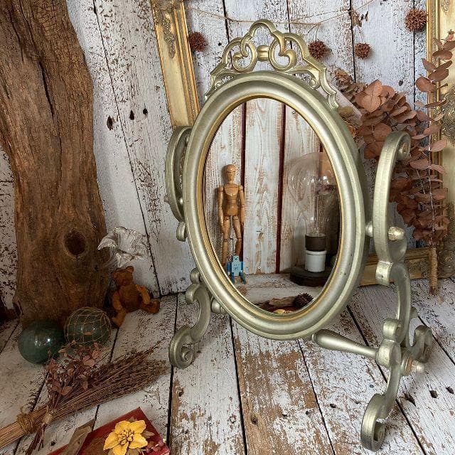 イタリア ヴィンテージ*ロココ調 スタンドミラー*伊製 ヨーロピアン 置き鏡