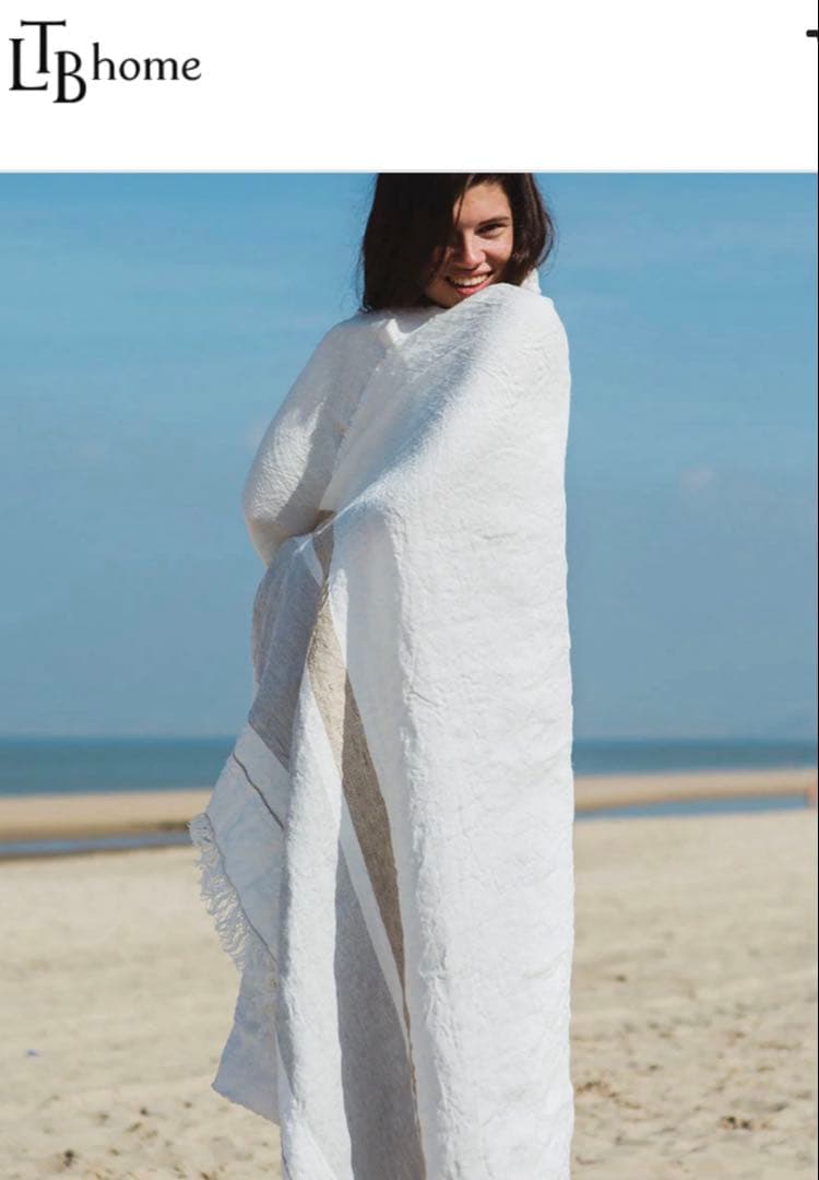 LIBECO リネン　ブランケット　バスタオル　ベルジャン　オイスター