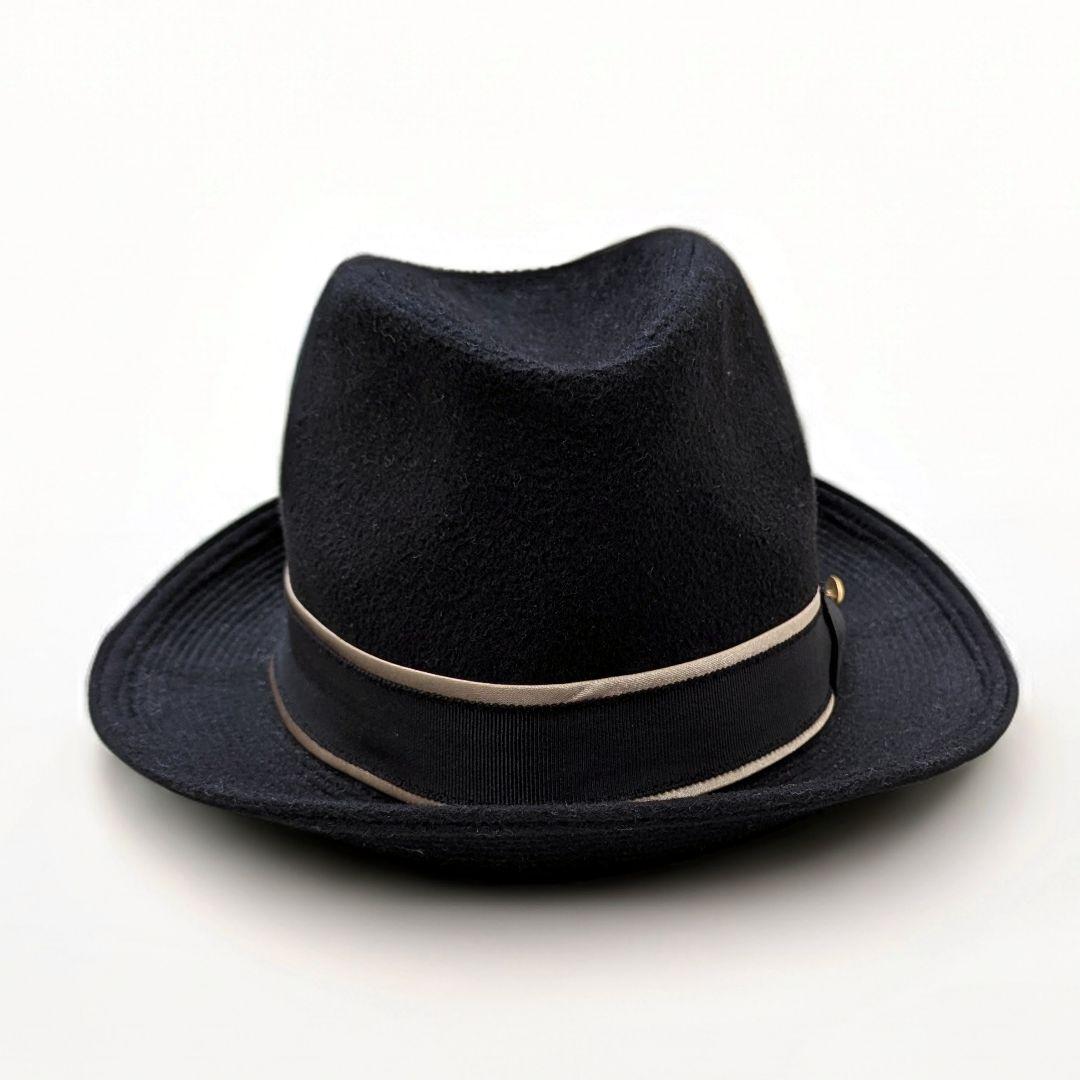 Borsalino アンゴラ100％ 中折れ フェルト ハット 黒 60cm