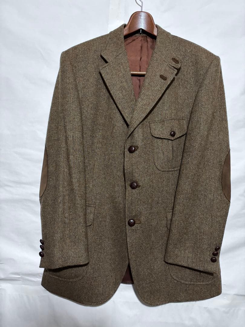 DAKS ブラウンツイード ハンティングジャケット　エルボーパッチ