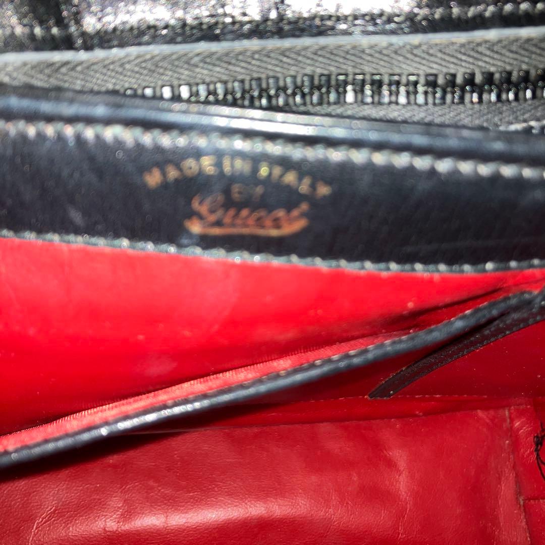 GUCCI オールドグッチ　レザー　ブラック　ターンロック　フォーマルバッグ