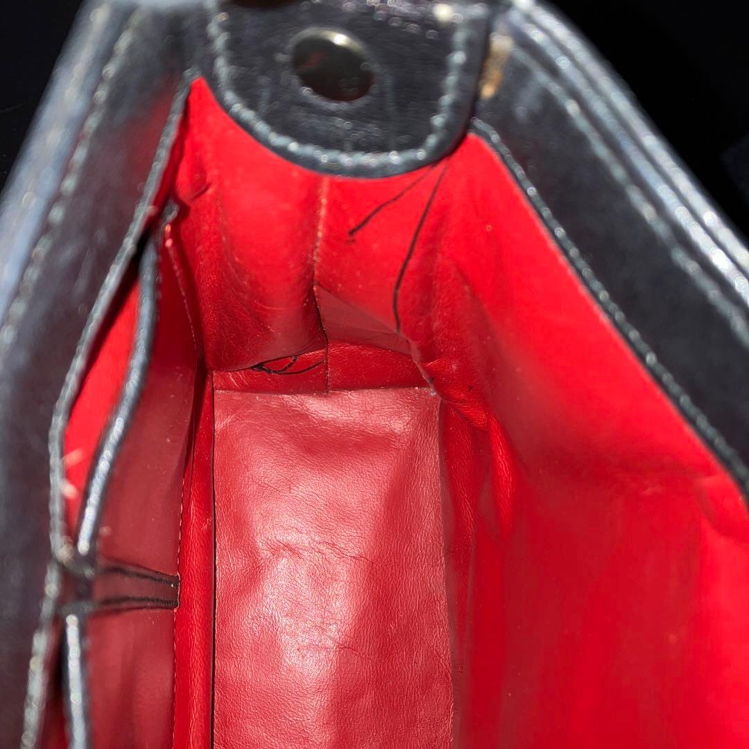 GUCCI オールドグッチ　レザー　ブラック　ターンロック　フォーマルバッグ