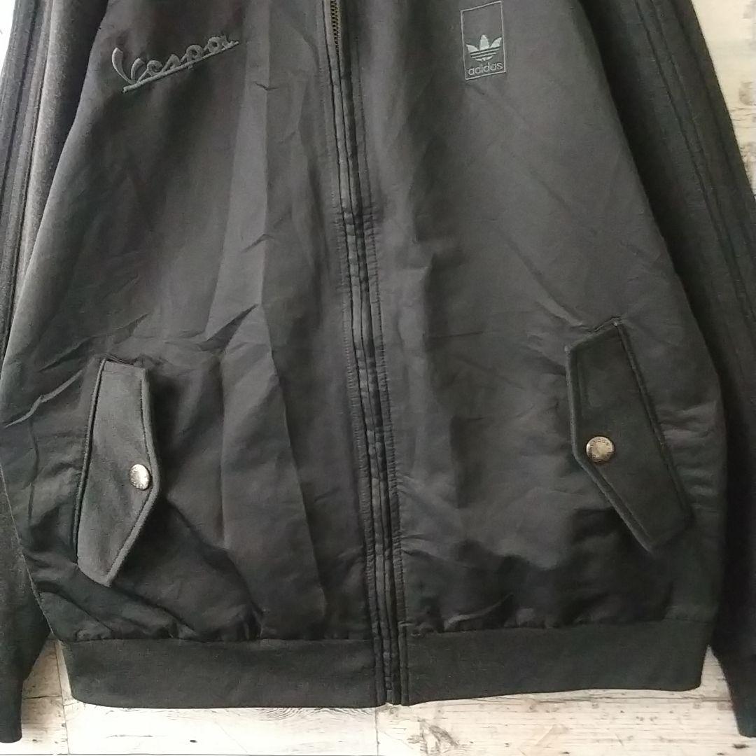 希少コラボ☆アディダス×ベスパ 刺繍ロゴ オールブラック トラックジャケット M