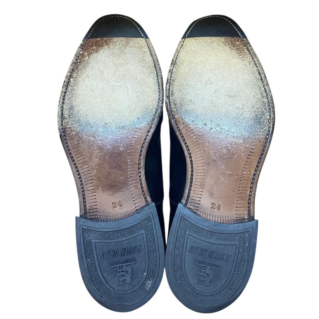 スコッチグレイン　24cm RF-2000 ストレートチップ 革靴 黒 ブラック