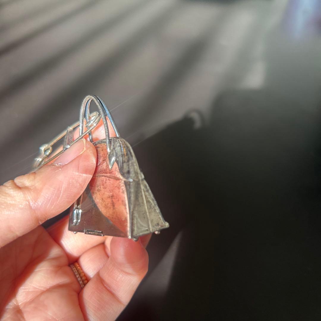 エルメス　ヴィンテージ　ボリード　ピルケース　ブローチ　シルバー