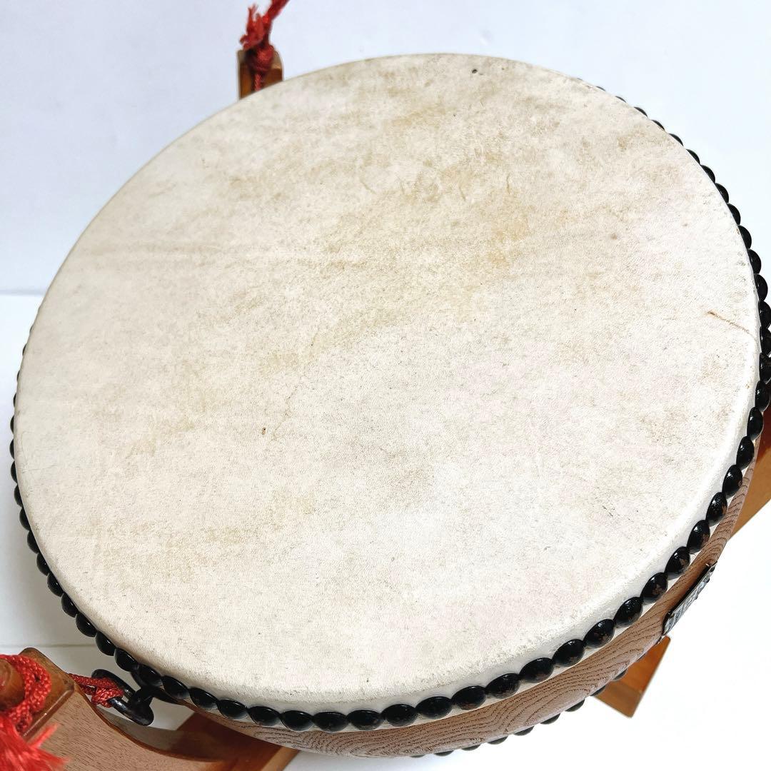 宮本卯之助　和太鼓 和楽器 平太鼓 太鼓台 直径約33cm 高さ約12cm 台座