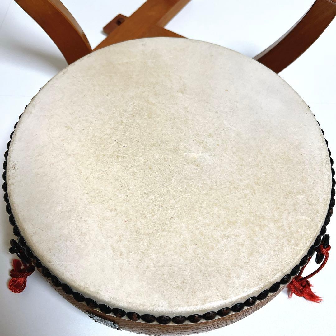 宮本卯之助　和太鼓 和楽器 平太鼓 太鼓台 直径約33cm 高さ約12cm 台座