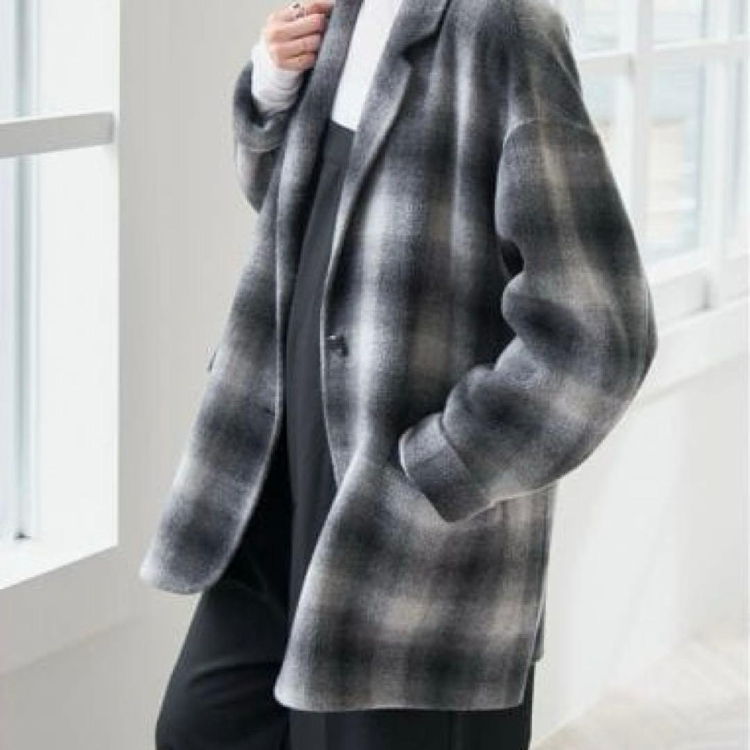 極美品 スピックアンドスパン 24AW ゆったり ウールミックスリバージャケット