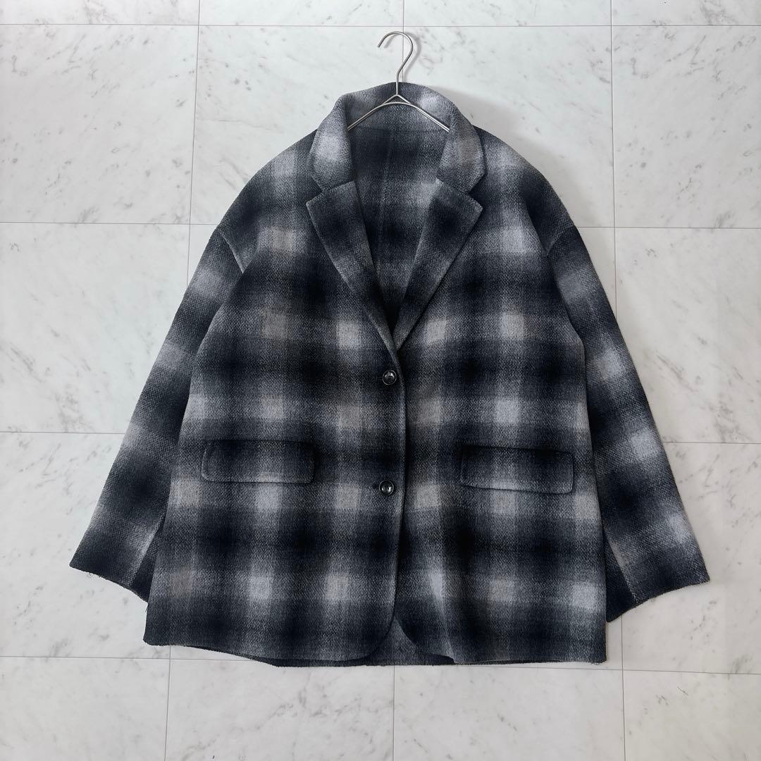 極美品 スピックアンドスパン 24AW ゆったり ウールミックスリバージャケット