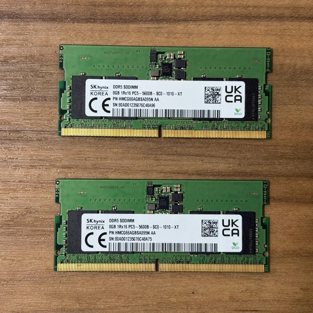 【動作確認済】SKhynix DDR5 8GB 5600MHz メモリー 2枚