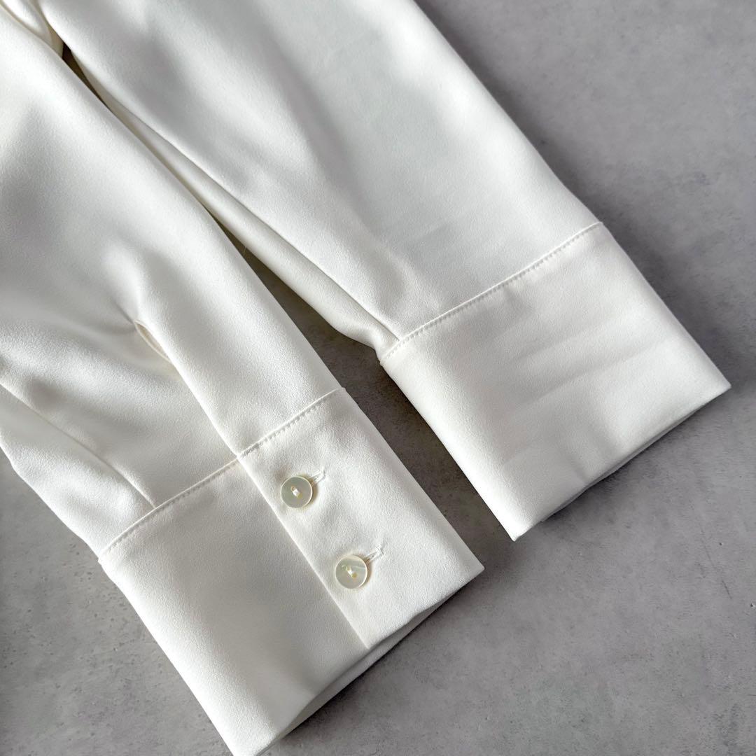 極美品　セオリー　長袖　ジョーゼット　タイブラウス　白