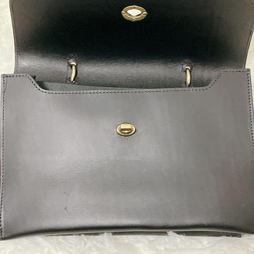 ミミベリー へべ 2way ショルダーバッグ レザー ブラック ターンロック