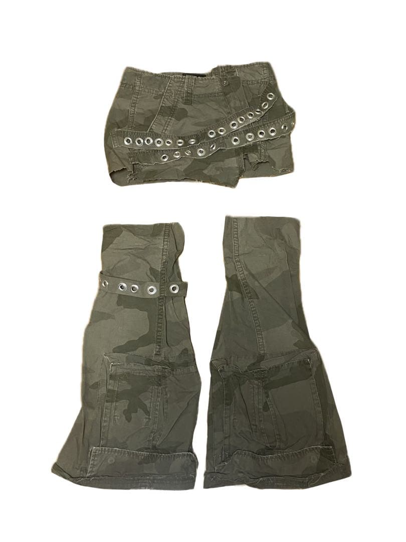 y2k グランジ スカート レッグカバー 迷彩 一点物