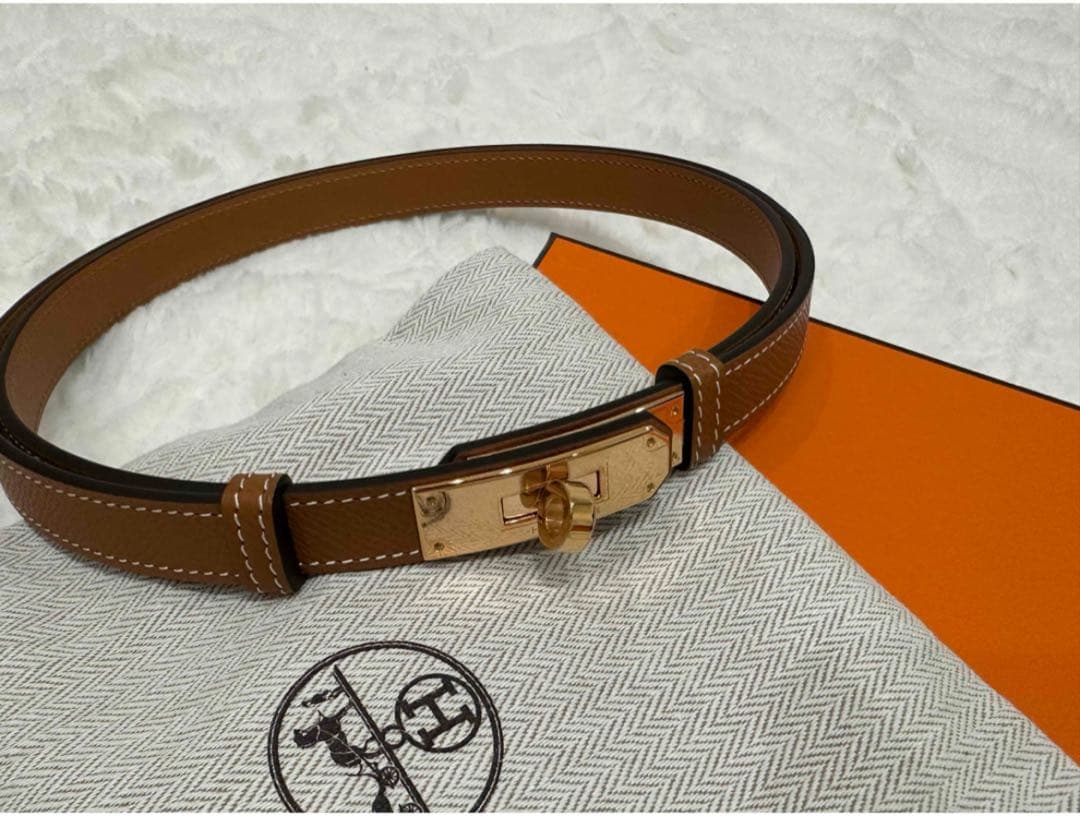 ★HERMES ケリー ベルト18 ゴールド ゴールド金具 W刻印