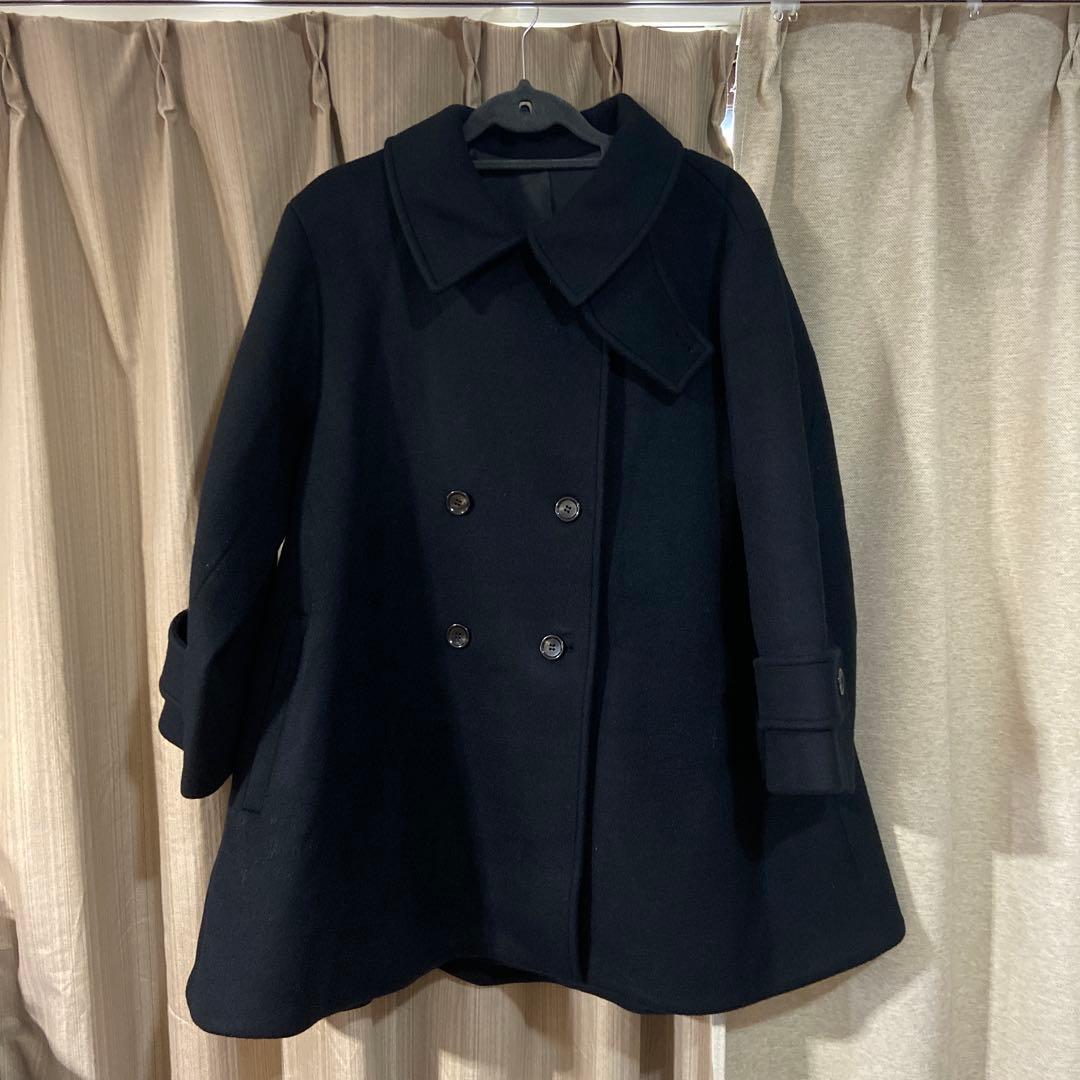 セルフォード　Aラインウールミドルコート ブラック